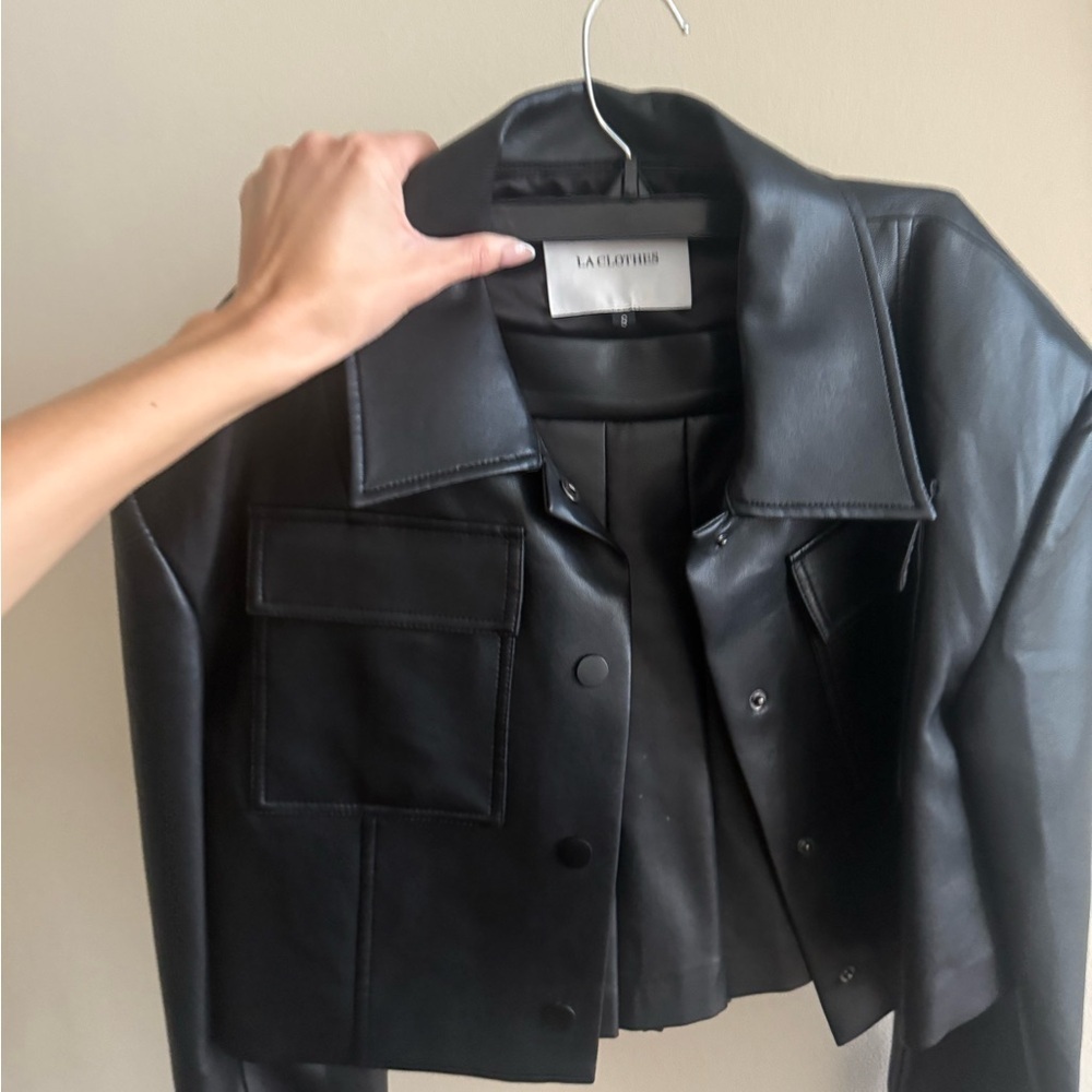 Black Women's Leather Jacket and skirt